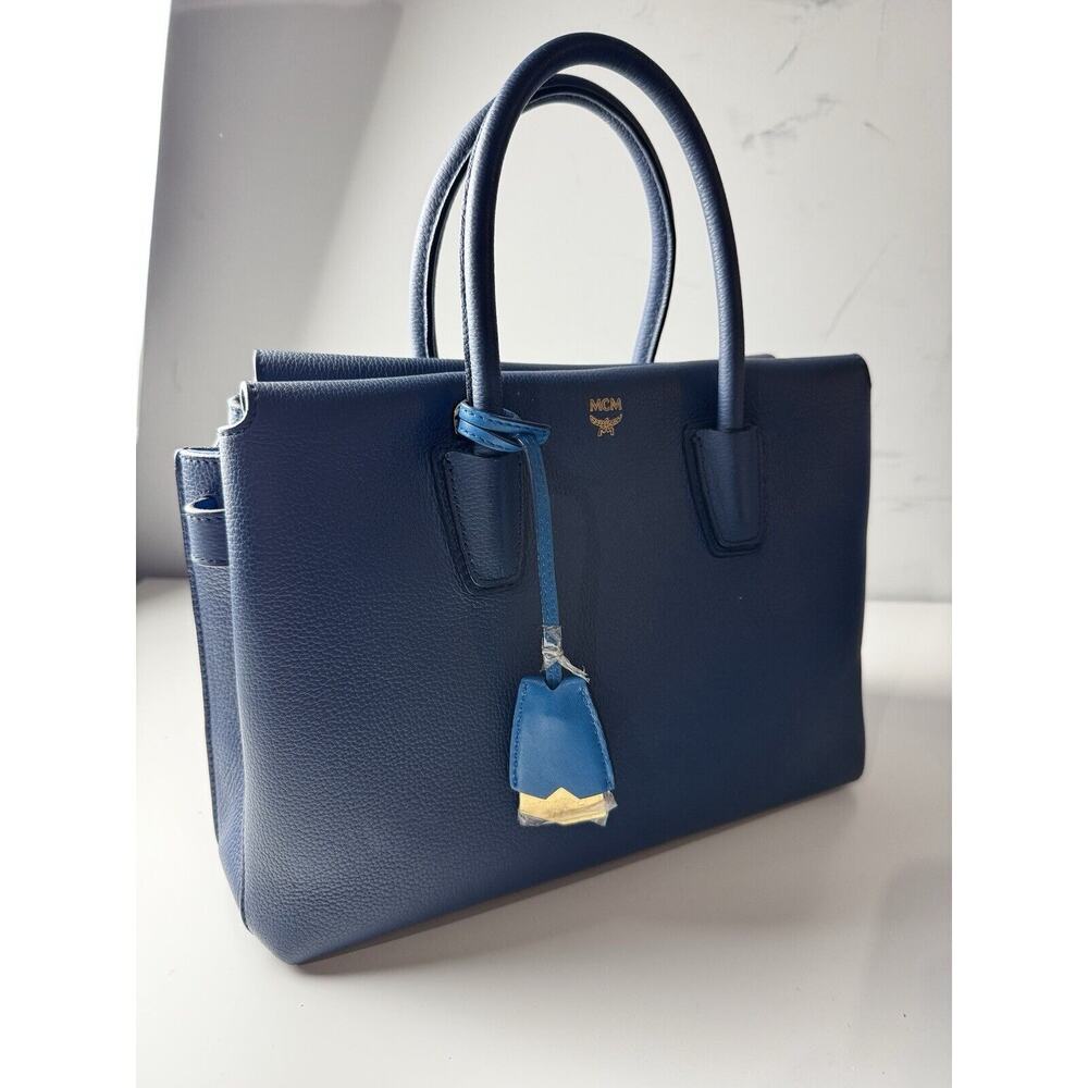 Women MCM Bag In Blue With Monogram On Inside Pocket Extra Strap 100% AUTHENTIC